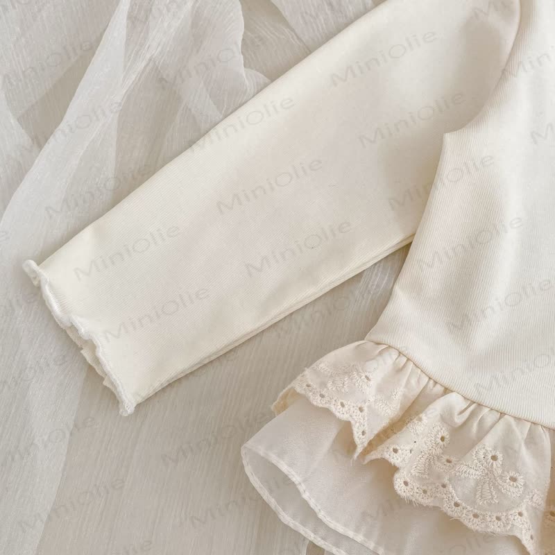 Baby Hose - Mädchen , Einfarbig weißes Lace / Blau Denim - image 6