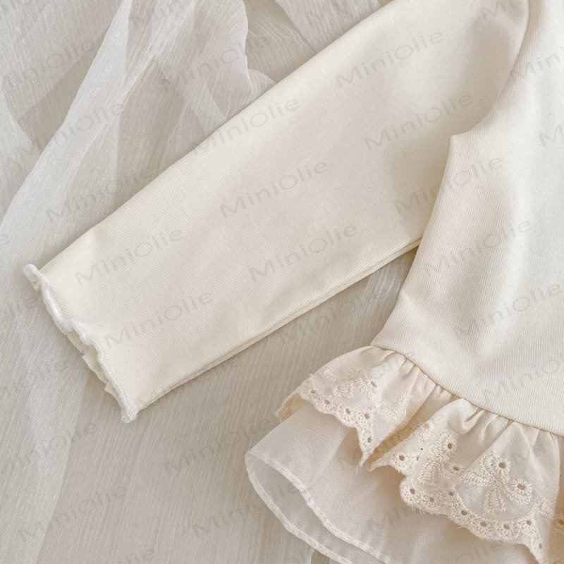 Baby Hose - Mädchen , Einfarbig weißes Lace / Blau Denim - image 6