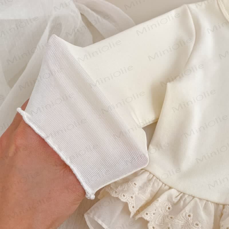 Baby Hose - Mädchen , Einfarbig weißes Lace / Blau Denim - image 7