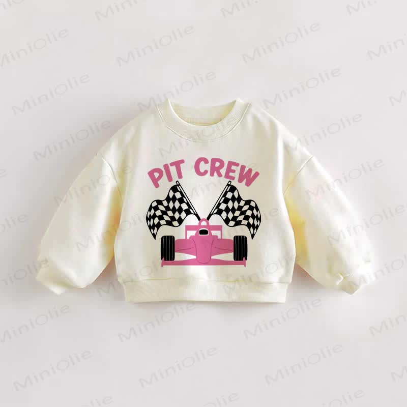 PIT CREW Baby Kleinkind Rosa Sweatshirt Auto - Creme - 3-5J - image 1