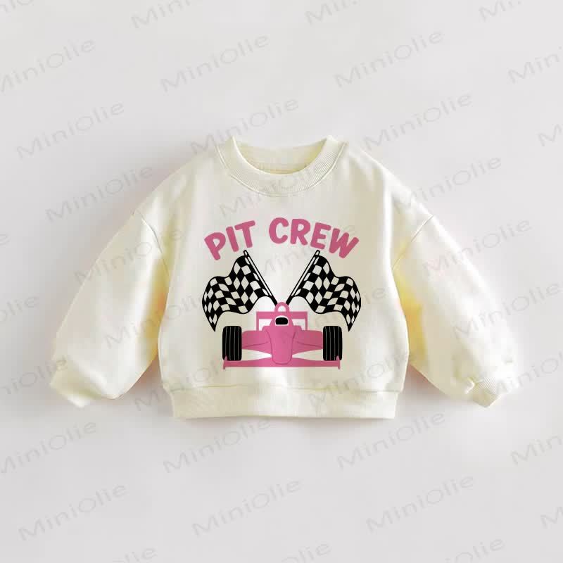 PIT CREW Baby Kleinkind Rosa Sweatshirt Auto - Creme - 3-5J - image 1