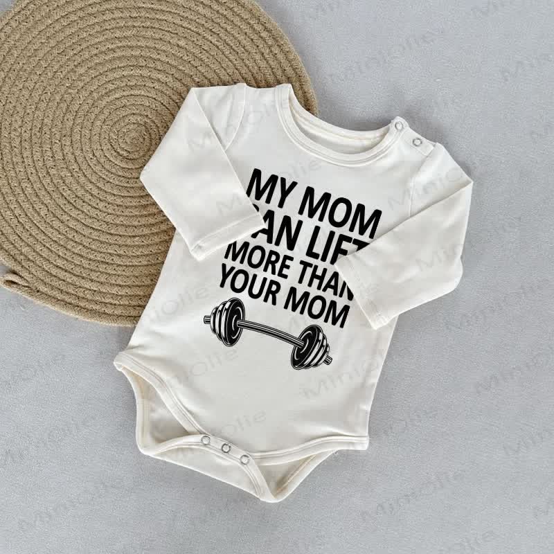 MY MOM CAN LIFT MORE THAN YOUR MOM Baby Bodysuit, weiß - Weiß - 18-24M - image 1