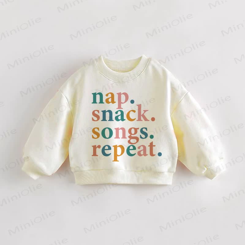 NAP. SNACK. SONGS. REPEAT. Baby Kleinkind - Sweatshirt in Creme. - Creme - 3-5J - image 1