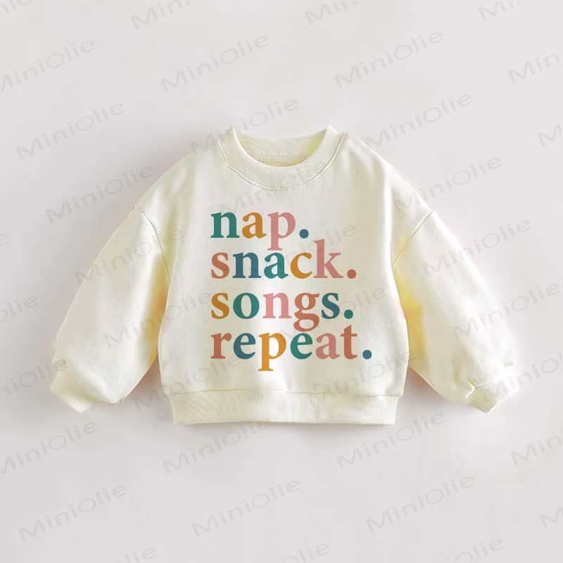 NAP. SNACK. SONGS. REPEAT. Baby Kleinkind - Sweatshirt in Creme. - Creme - 3-5J - image 1