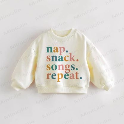 NAP. SNACK. SONGS. REPEAT. Baby Kleinkind - Sweatshirt in Creme. - Creme - 3-5J - image 1