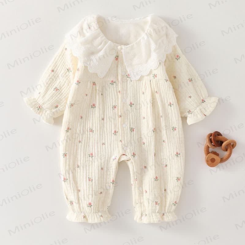Baby Strampler mit Blumen und Zitronengelb - Beige mit Blumen - 18-24M - image 2