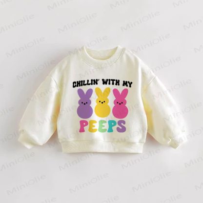 CHILLIN' WITH MY PEEPS Baby Kleinkind Hase Sweatshirt - Creme - 3-5J - image 1