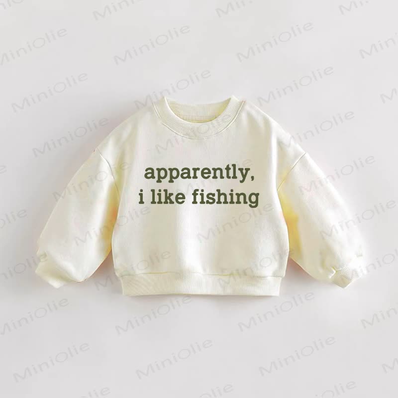 APPARENTLY I LIKE FISHING Baby Kleinkind Beige Sweatshirt - Creme - 3-5J - image 1