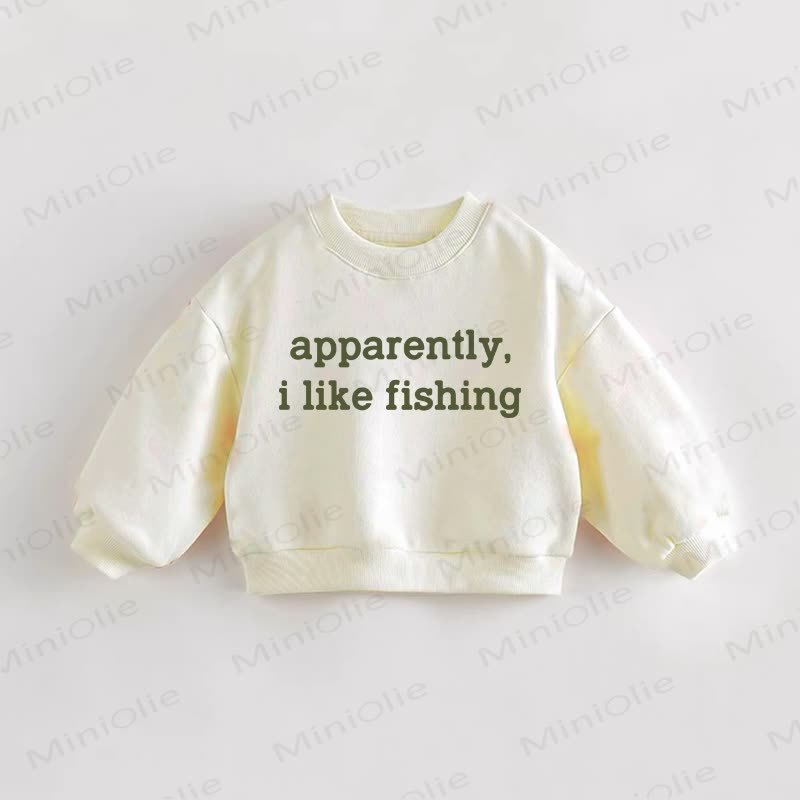APPARENTLY I LIKE FISHING Baby Kleinkind Beige Sweatshirt - Creme - 3-5J - image 1