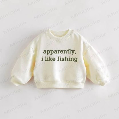 APPARENTLY I LIKE FISHING Baby Kleinkind Beige Sweatshirt - Creme - 3-5J - image 1