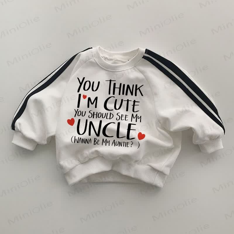 YOU THINK I'M CUTE YOU SHOULD SEE MY UNCLE! Baby Liebe Gestreift weißes Sweatshirt - Weiß - 2-3J - image 1