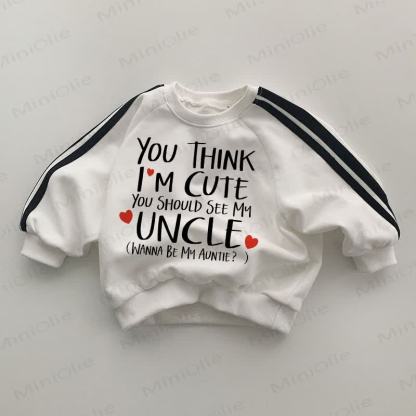 YOU THINK I'M CUTE YOU SHOULD SEE MY UNCLE! Baby Liebe Gestreift weißes Sweatshirt - Weiß - 2-3J - image 1