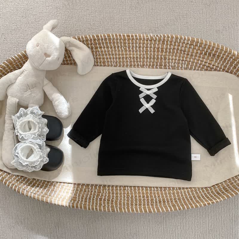 Baby Kleinkind Mädchen- Spitze in Einfarbig / Hose mit Schwarz Punkt - Schwarz Spitze - 5-7J - image 6