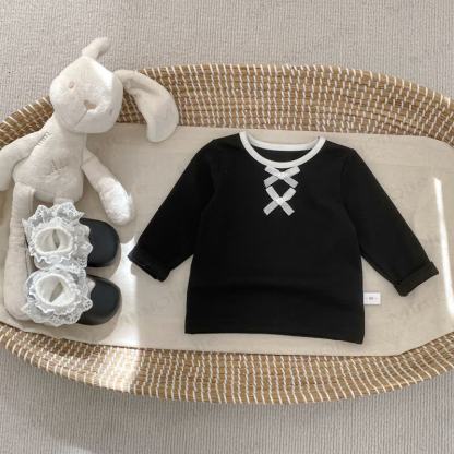 Baby Kleinkind Mädchen- Spitze in Einfarbig / Hose mit Schwarz Punkt - Schwarz Spitze - 5-7J - image 6