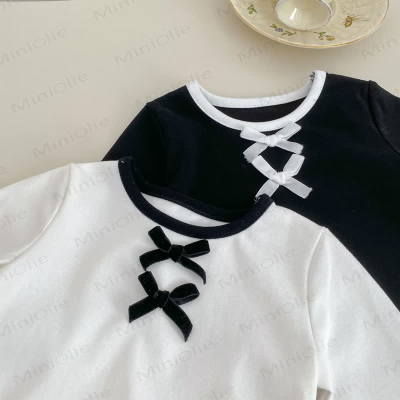 Baby Kleinkind Mädchen- Spitze in Einfarbig / Hose mit Schwarz Punkt - image 13