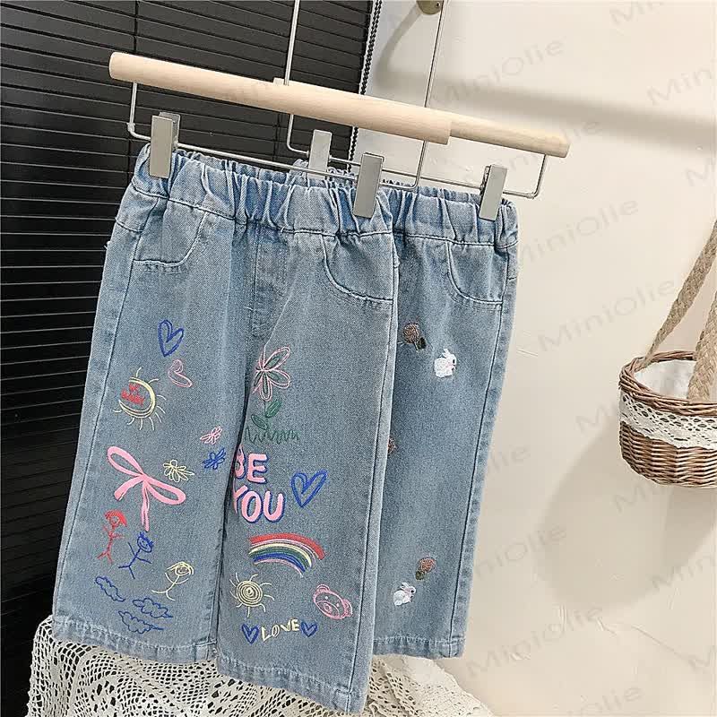 Kleinkind Kind Denim Blau mit Blume / Hase - image 2