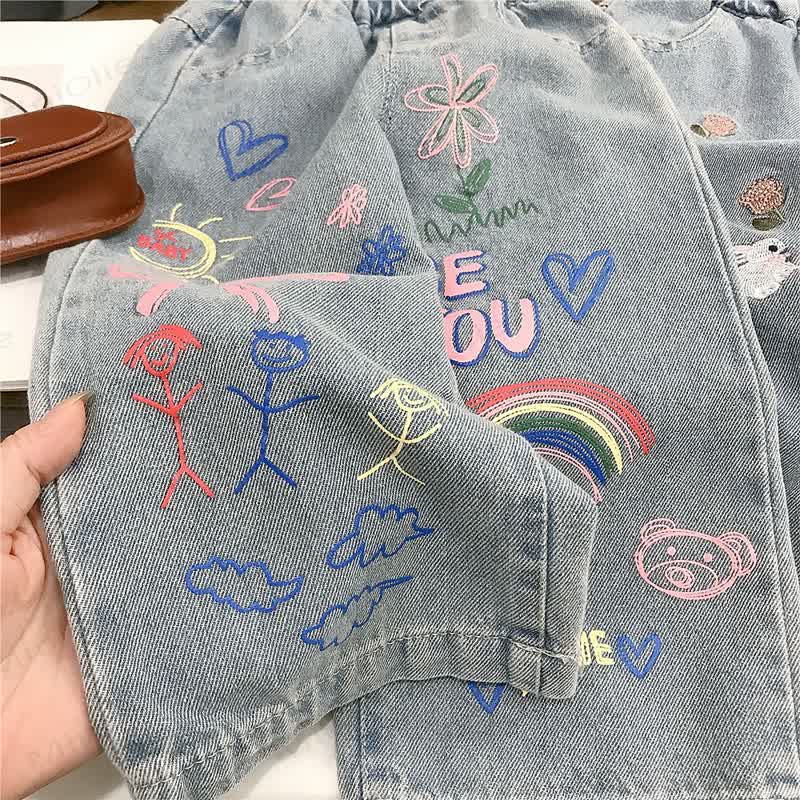 Kleinkind Kind Denim Blau mit Blume / Hase - image 5