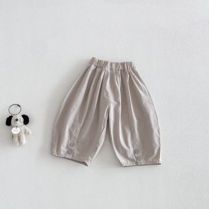 Baby Kleinkind Jungen Sommer, Einfarbig, locker, Hose , - Beige Grau - 5-7J - image 7
