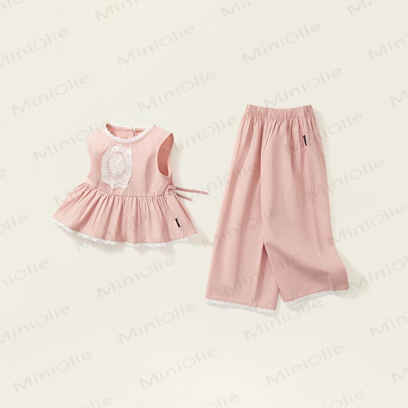 2-teiliges Set aus Rosa Lace und Blume für Kind und Mädchen - Rosa - 10Y - image 1