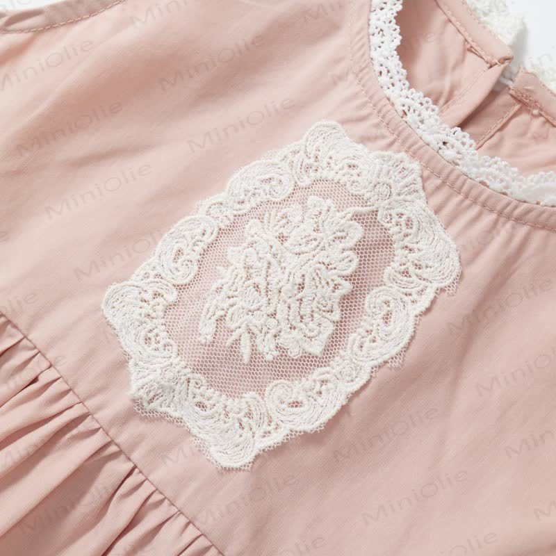 2-teiliges Set aus Rosa Lace und Blume für Kind und Mädchen - image 7