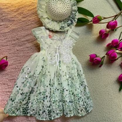 Grünes Schleife Kleid mit Schleife und Blume für Kind und Mädchen - image 5