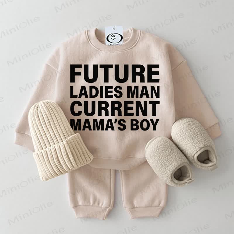 FUTURE LADIES MAN CURRENT MAMA'S BOY Baby Sweatshirt 2-teiliges Beige Set - Beige - 2-3J - image 1