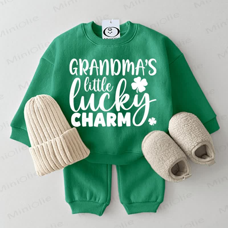 GRANDMA'S LITTLE LUCKY CHARM Baby Sweatshirt, 2-teiliges Set , Grün - Grün - 2-3J - image 1
