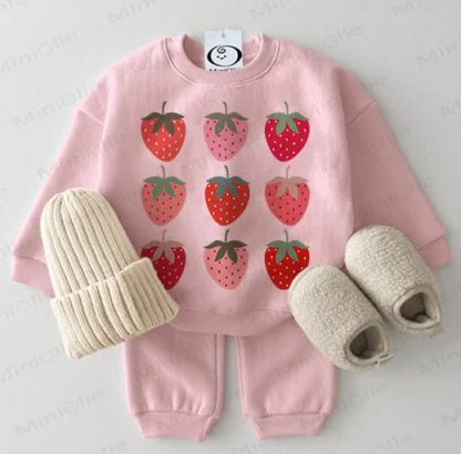 Baby Süß Erdbeere Sweatshirt Rosa -teiliges Set - Rosa - 2-3J - image 1