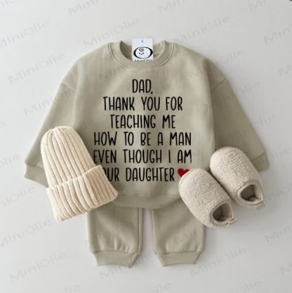 DAD, THANK YOU FOR TEACHING ME HOW TO BE A MAN EVEN THOUGH I AM YOUR DAUGHTER. Baby Sweatshirt, Grau Grün, 2-teiliges Set - Grau Grün - 2-3J - image 1