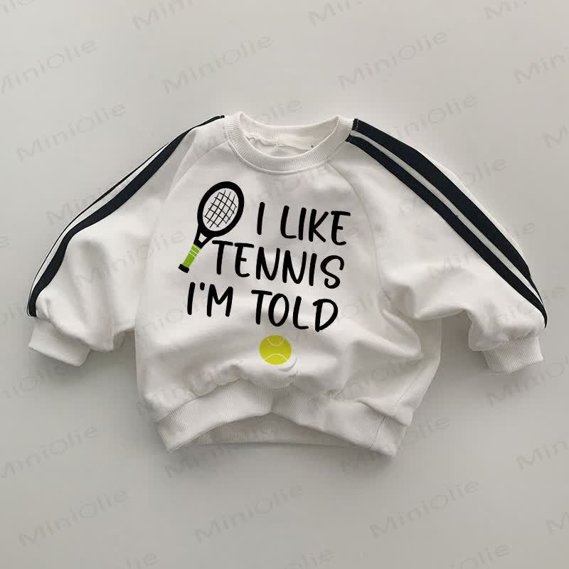 I LIKE TENNIS I'M TOLD. Baby Sweatshirt mit Gestreift , weiß. - Weiß - 2-3J - image 1