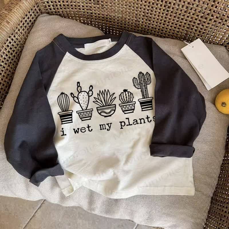 I WET MY PLANTS Baby Dunkelgraues Raglan-T-Shirt - Drak Gray - 2-3J - image 1