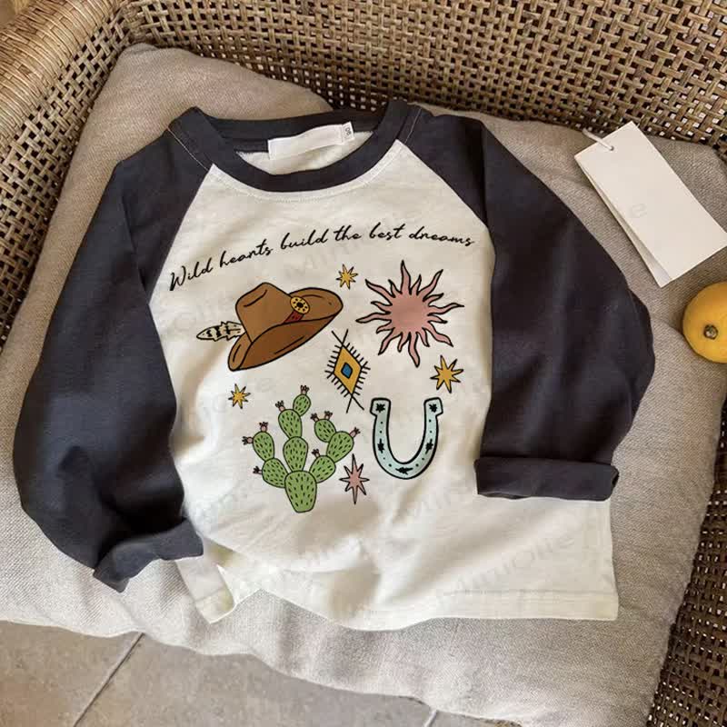 WILD HEARTS BUILD THE BEST DREAMS Baby Dunkelgraues Raglan-T-Shirt - Drak Gray - 2-3J - image 1