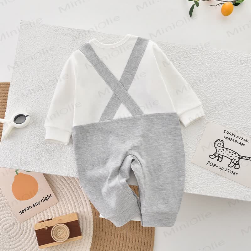 Baby Fake 2-teiliger grauer Strampler mit Taschen - image 2