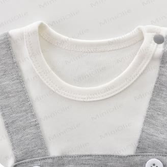 Baby Fake 2-teiliger grauer Strampler mit Taschen - image 3