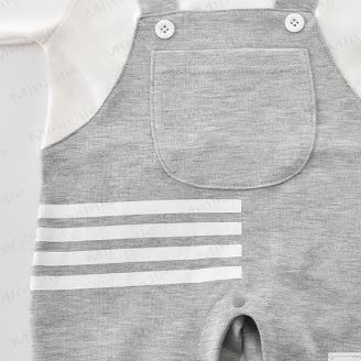 Baby Fake 2-teiliger grauer Strampler mit Taschen - image 4