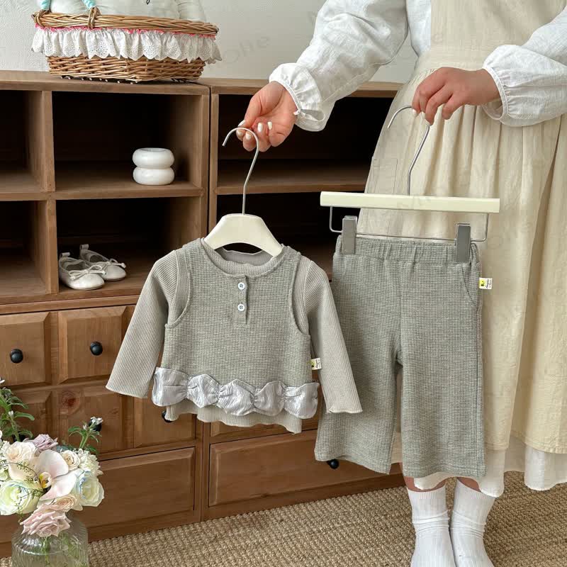 Baby Kleinkind Mädchen, Einfarbig Lace Tanktop und Hose/ Spitze - image 1