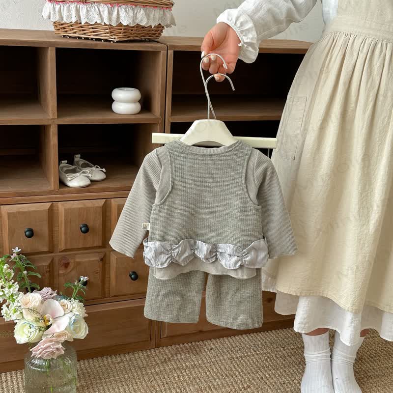 Baby Kleinkind Mädchen, Einfarbig Lace Tanktop und Hose/ Spitze - image 3