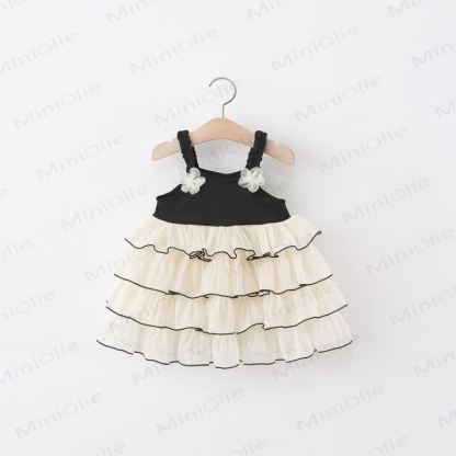 Baby Mädchen Blume Mesh- Kleid - Schwarz - 38-47M - image 1