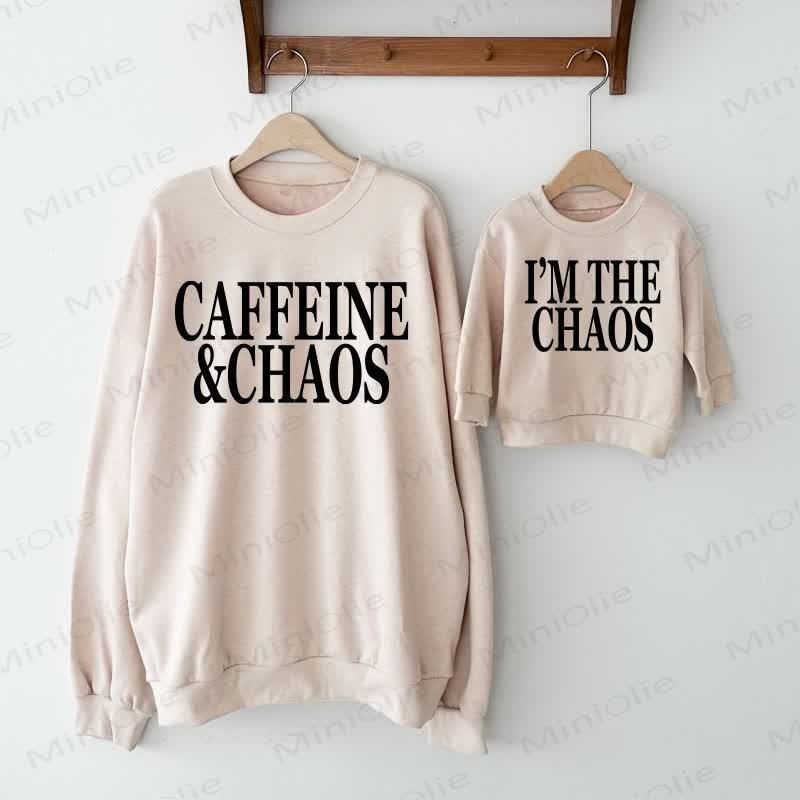 I'M THE CHAOS/CAFFEINE & CHAOS Baby Beige Familien Sweatshirt - image 1