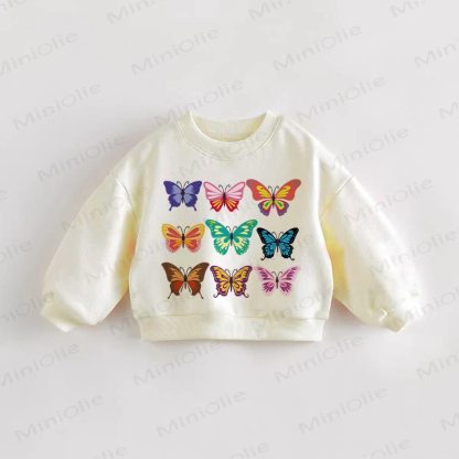 Kleinkind Baby Schmetterling Sweatshirt mit Bunt - Creme - 3-5J - image 1