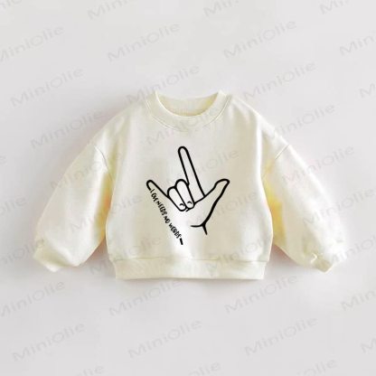 Baby Kleinkind Sweatshirt „LOVE NEEDS NO WORDS“ - Creme - 3-5J - image 1