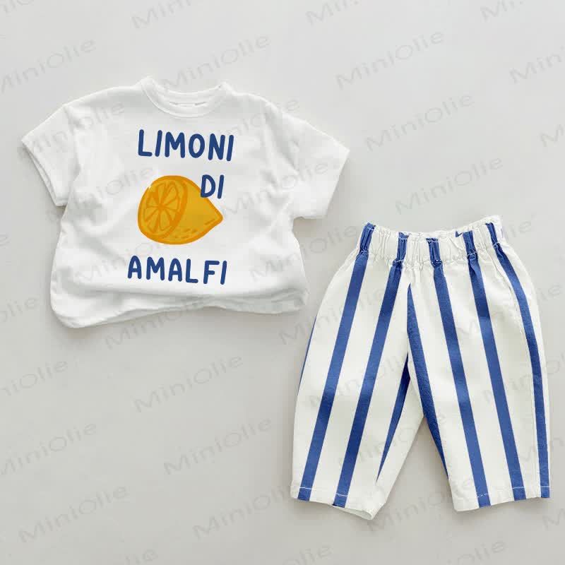 LIMONI DI AMALFI Baby , vertikal Streifen 2-teiliges Set - Weiß & Blau - 2-3J - image 1