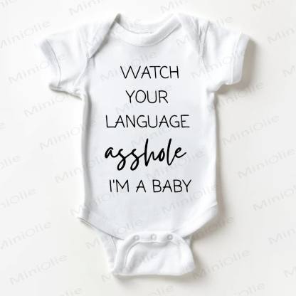 WATCH YOUR LANGUAGE Baby Slogan Weißer Bodysuit - Weiß - 18-24M - image 1