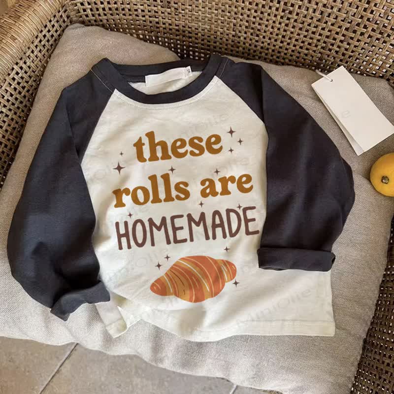 DIESE THESE ROLLS ARE HOMEMADE Baby Dunkelgraues Raglan-T-Shirt - Drak Gray - 2-3J - image 1