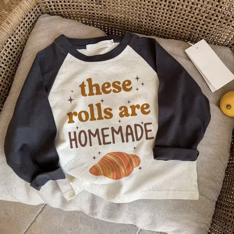 DIESE THESE ROLLS ARE HOMEMADE Baby Dunkelgraues Raglan-T-Shirt - Drak Gray - 2-3J - image 1