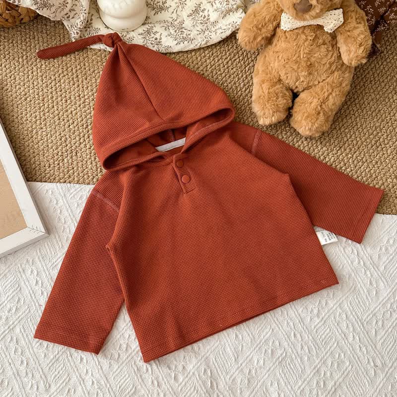 Baby Kleinkind Waffel Hoodie, Einfarbig - Rot - 3-5J - image 1