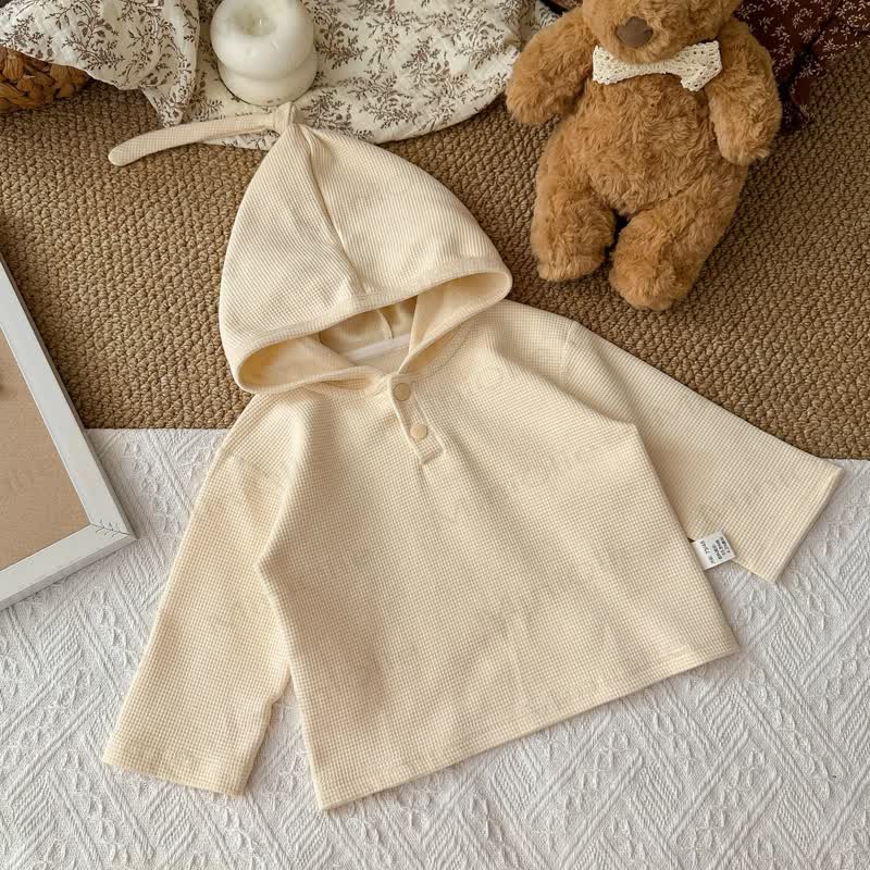 Baby Kleinkind Waffel Hoodie, Einfarbig - Beige - 3-5J - image 6