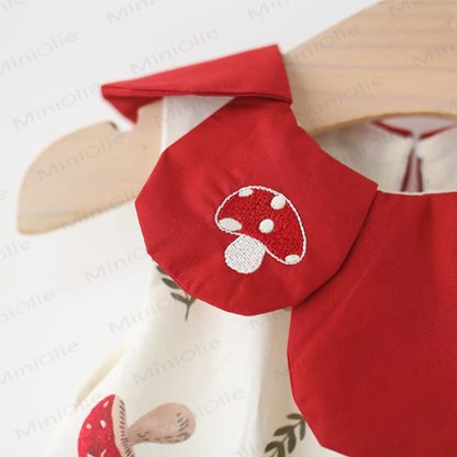 Beige Kleid mit Pilzblütenkragen für Baby und Kleinkind  - image 5