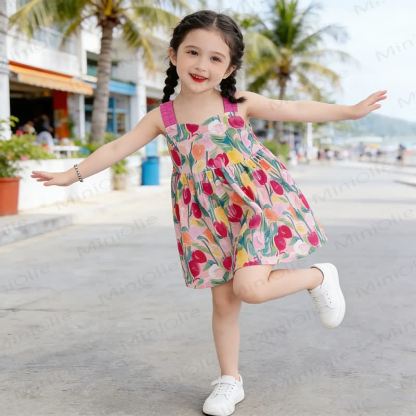 Kind Kleid mit Blumen und Schleifen, Kleid - image 3