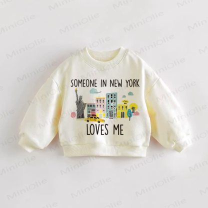SOMEONE IN NEW YORK LOVES ME – Baby Kleinkind Tier -Creme Sweatshirt - Creme - 3-5J - image 1